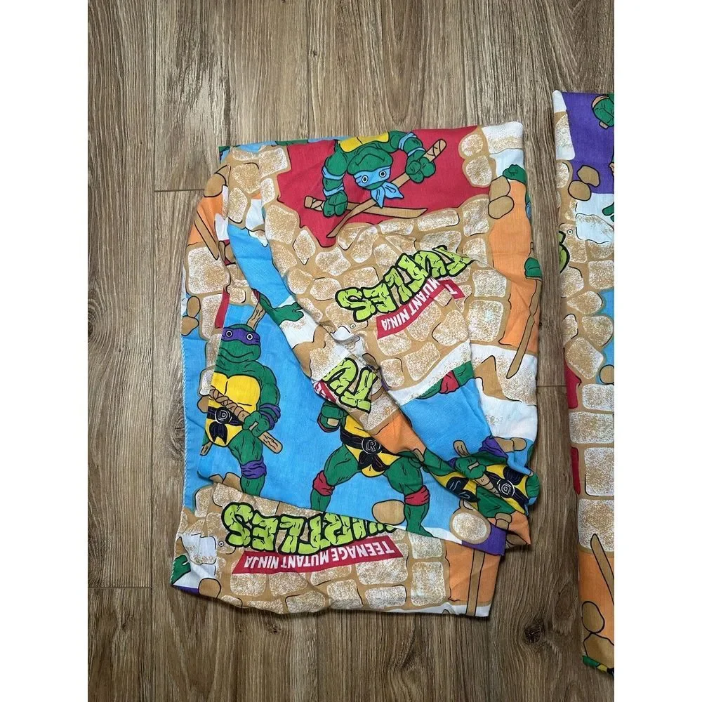 Vintage Rare 1988 Ninja‎ Turtle Twin Bed Set / Flat&Fitted USA Made!